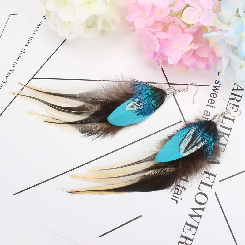 KISSPAT Feather Earrings Handmade Natural Lightweight Long Feather Dangle Earrings for Women - Image 3